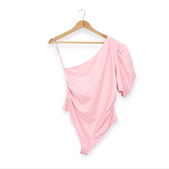 NWT Free People Pink Somethin Bout You One Shoulder Bodysuit Size XL - Picture 1 of 10
